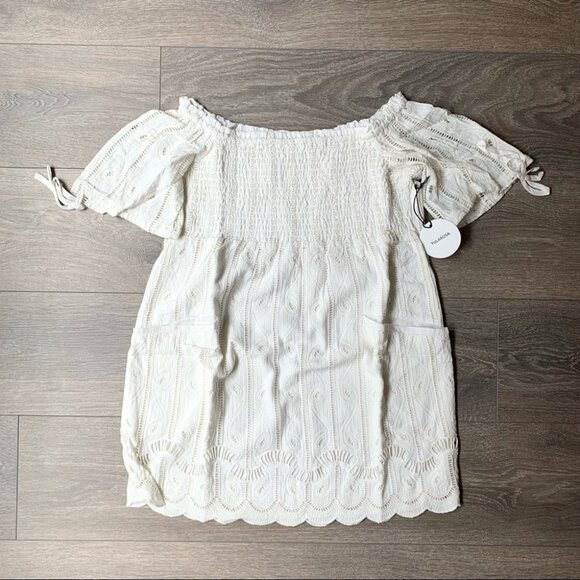 Tularosa Revolve Quinn Mini Dress Off The Shoulder Embroidered Shell Size Small - Picture 14 of 16